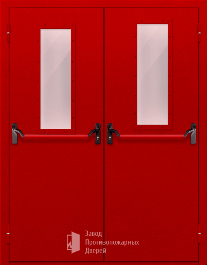 Фото двери «Двупольная с стеклом и антипаникой (красная)» в Мытищам