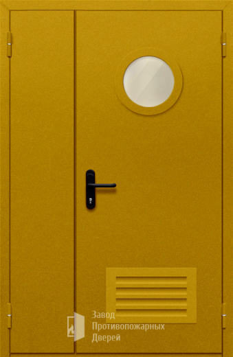 Фото двери «Полуторная с вентиляцией и стеклом №45» в Мытищам