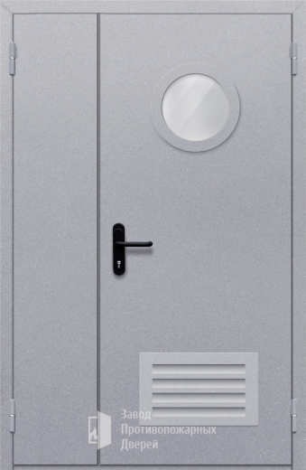 Фото двери «Полуторная с круглым стеклом и решеткой» в Мытищам