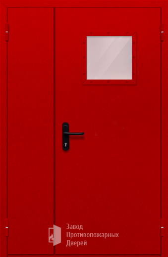 Фото двери «Полуторная со стеклопакетом (красная)» в Мытищам