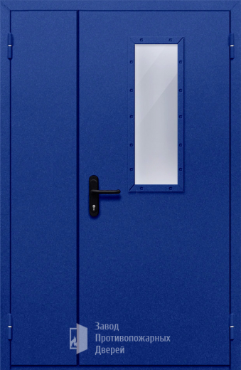Фото двери «Полуторная со стеклом (синяя)» в Мытищам