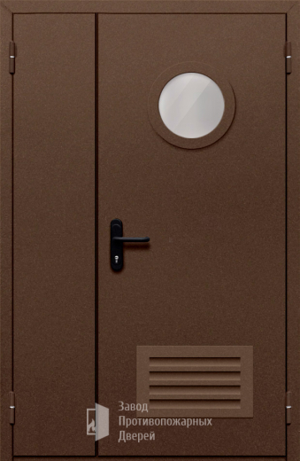 Фото двери «Полуторная с вентиляцией и стеклом №48» в Мытищам