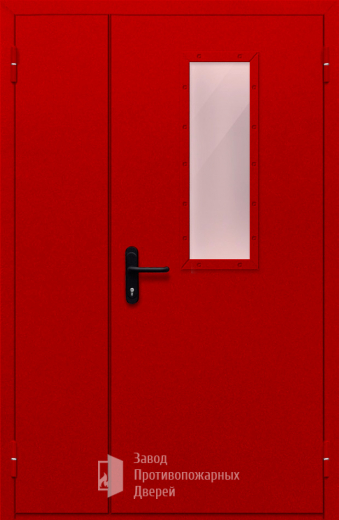 Фото двери «Полуторная со стеклом (красная)» в Мытищам
