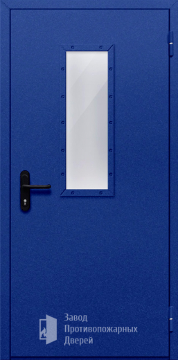 Фото двери «Однопольная со стеклом (синяя)» в Мытищам