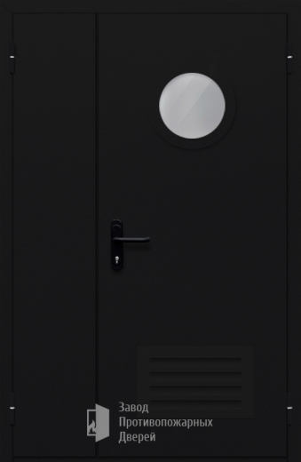 Фото двери «Полуторная с вентиляцией и стеклом №44» в Мытищам