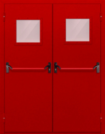 Фото двери «Двупольная со стеклопакетом и антипаникой (красная)» в Мытищам