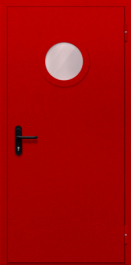 Фото двери «Однопольная с круглым стеклом (красная)» в Мытищам