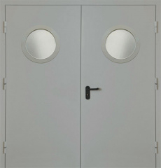 Фото двери «Двупольная с круглым стеклом EI-30» в Мытищам