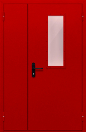 Фото двери «Полуторная со стеклом (красная)» в Мытищам