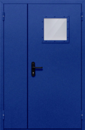Фото двери «Полуторная со стеклопакетом (синяя)» в Мытищам