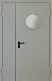 Фото двери «Полуторная с круглым стеклом EI-30» в Мытищам